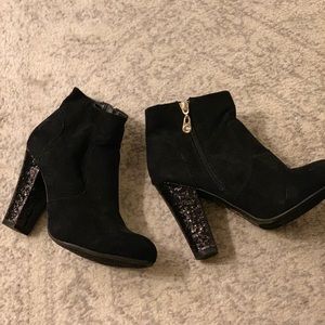 Guess Black Booties with Glitter Heel
